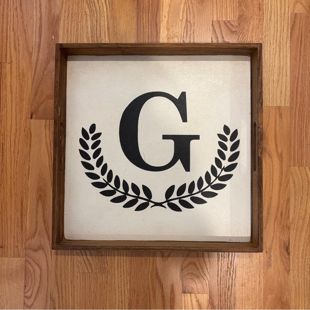 Rustic Marlin Monogram “G” Personalized Wood Tray – 16” x 16”